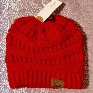 K&B Red Acrylic Knit Beanie